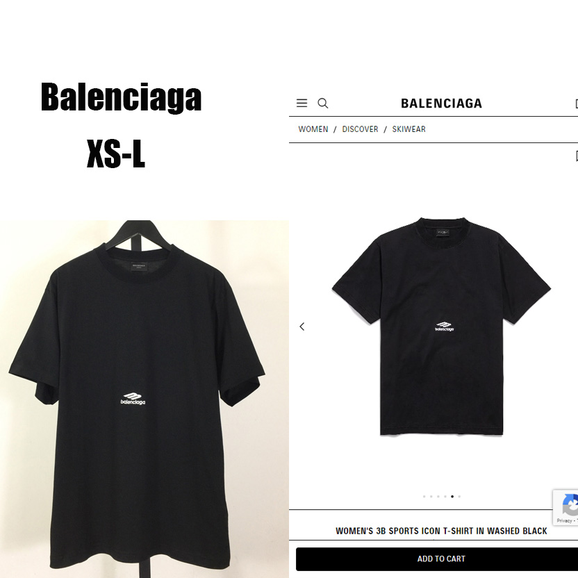 Balenciaga 3B Sports Icon T-Shirt In Washed Black Dry Fleece - DesignerGu