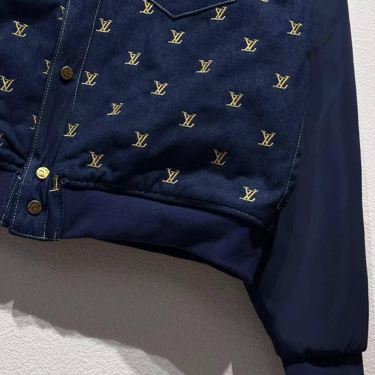 Louis Vuitton Upcycled Denim Varsity Jacket    - DesignerGu