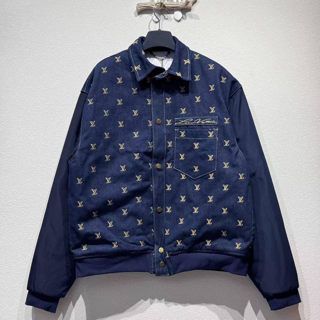 Louis Vuitton Upcycled Denim Varsity Jacket    - DesignerGu