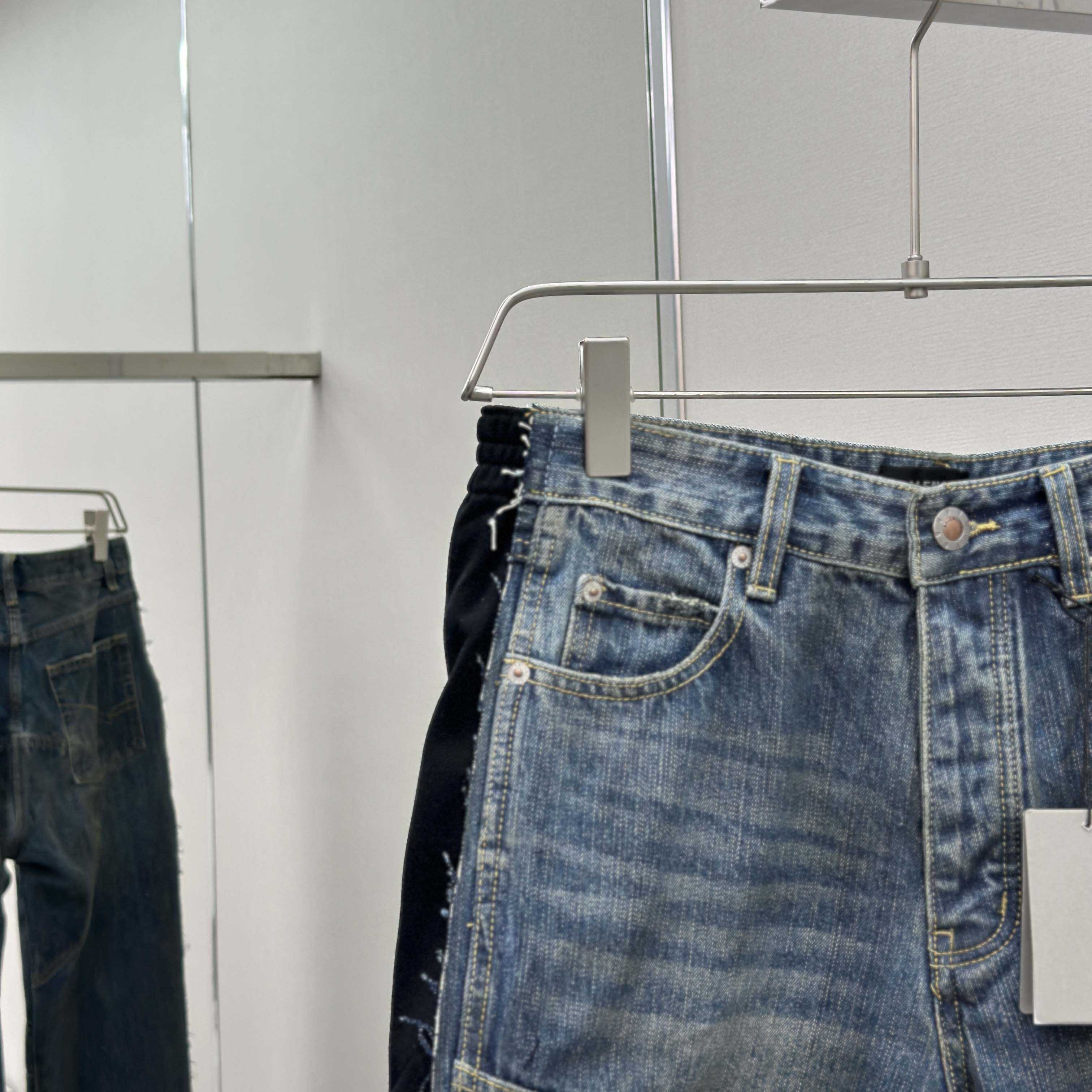 Balenciaga Cut-Up Tracksuit Pants In Blue Denim - DesignerGu