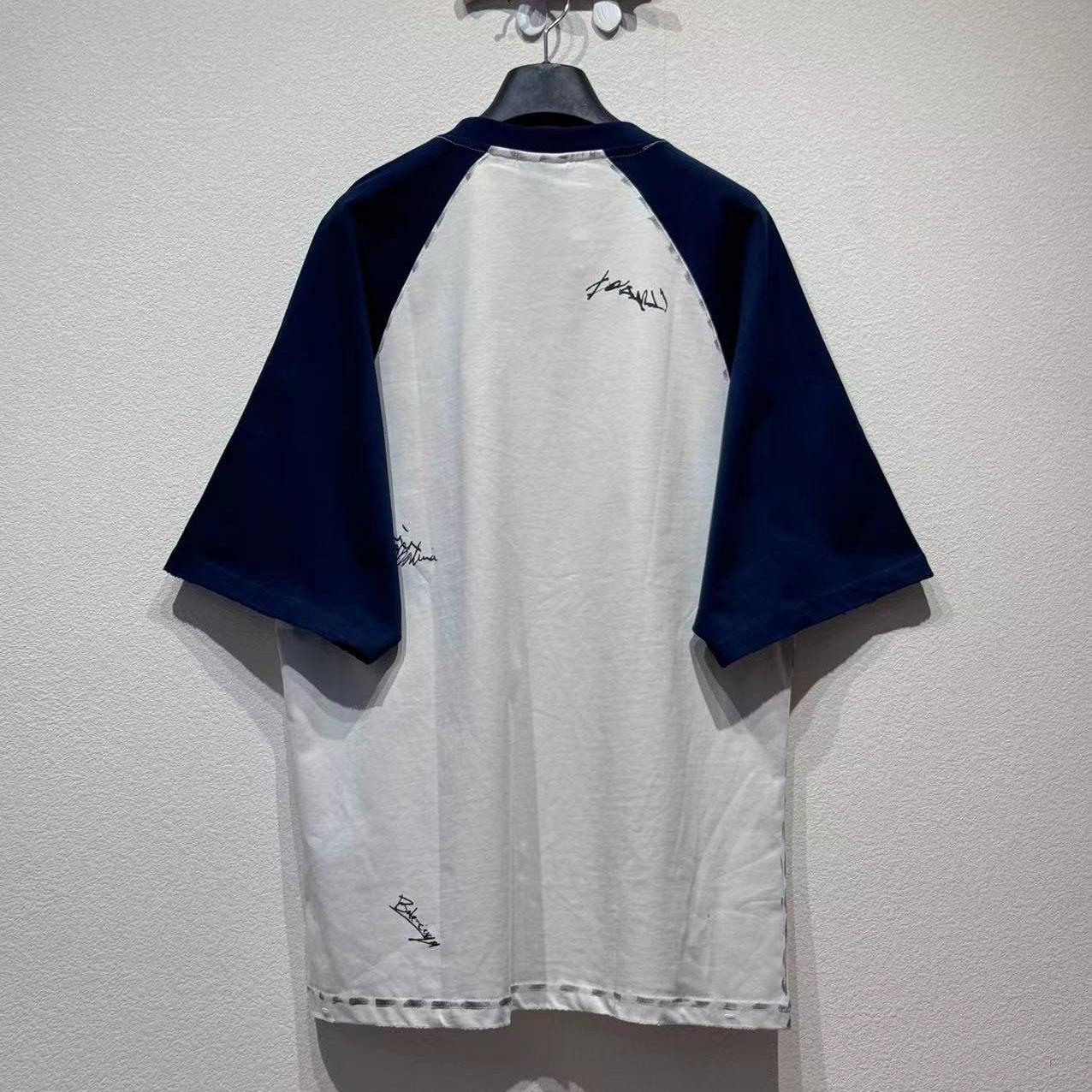 Balenciaga Banana Raglan Oversized T-Shirt In Dirty White And Blue Dry Jersey - DesignerGu