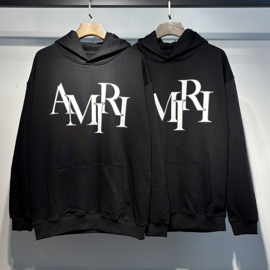 Amiri Black 'Amiri' Vintage Oversized Hoodie - DesignerGu