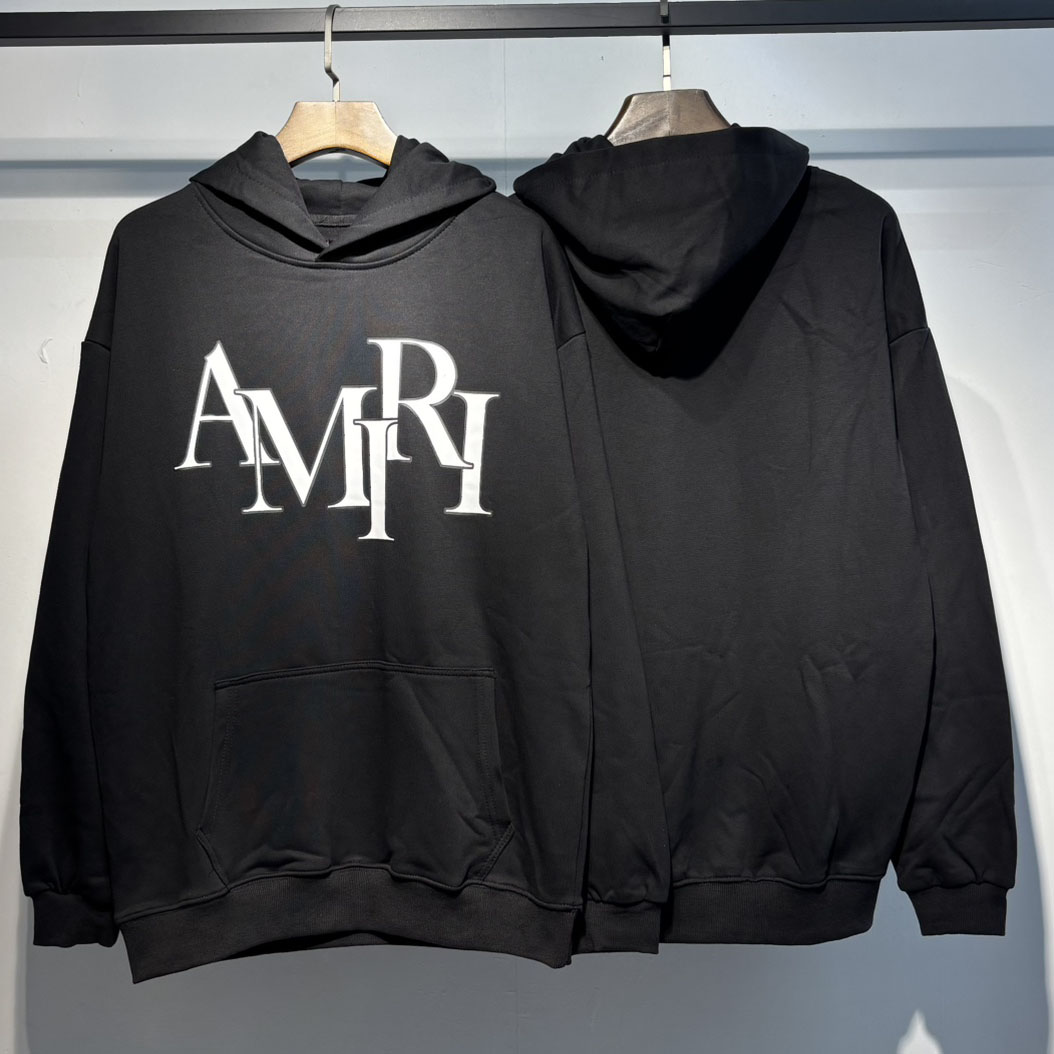 Amiri Black 'Amiri' Vintage Oversized Hoodie - DesignerGu
