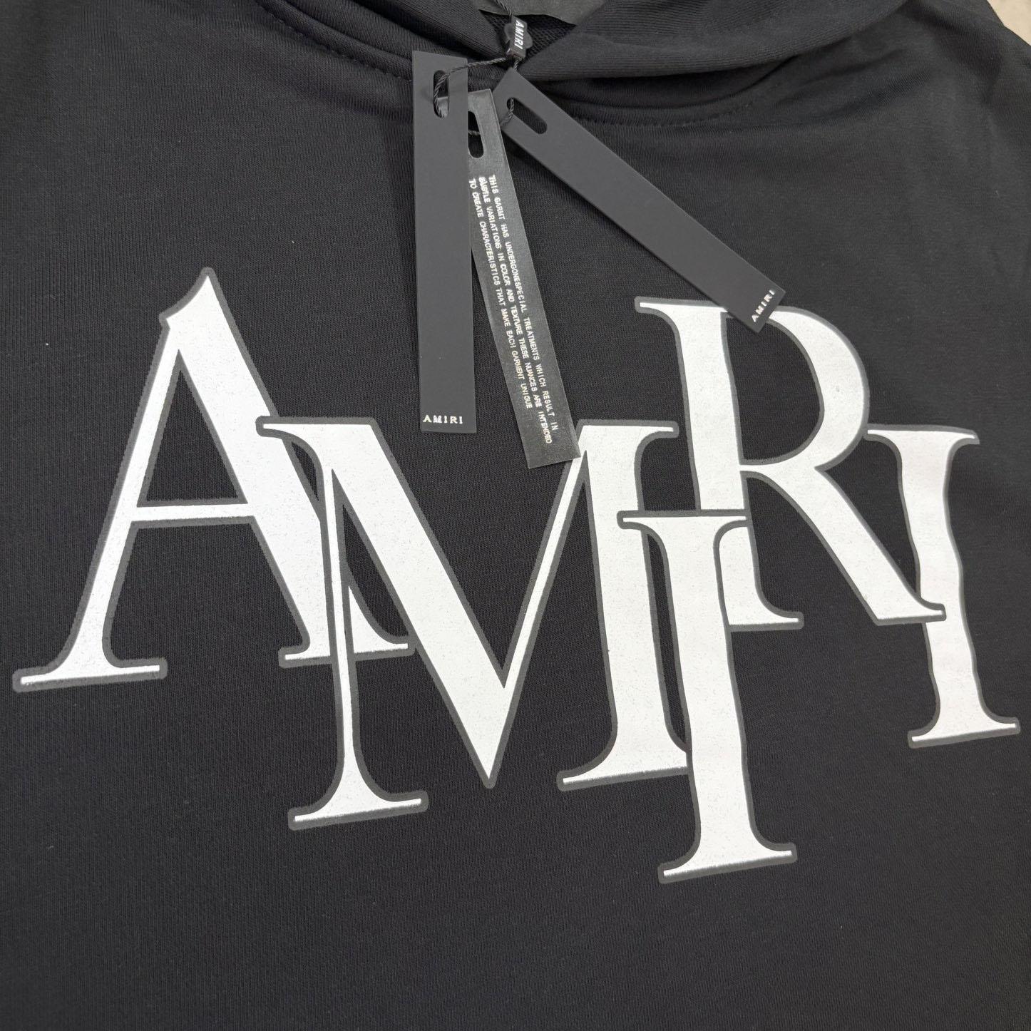 Amiri Black 'Amiri' Vintage Oversized Hoodie - DesignerGu
