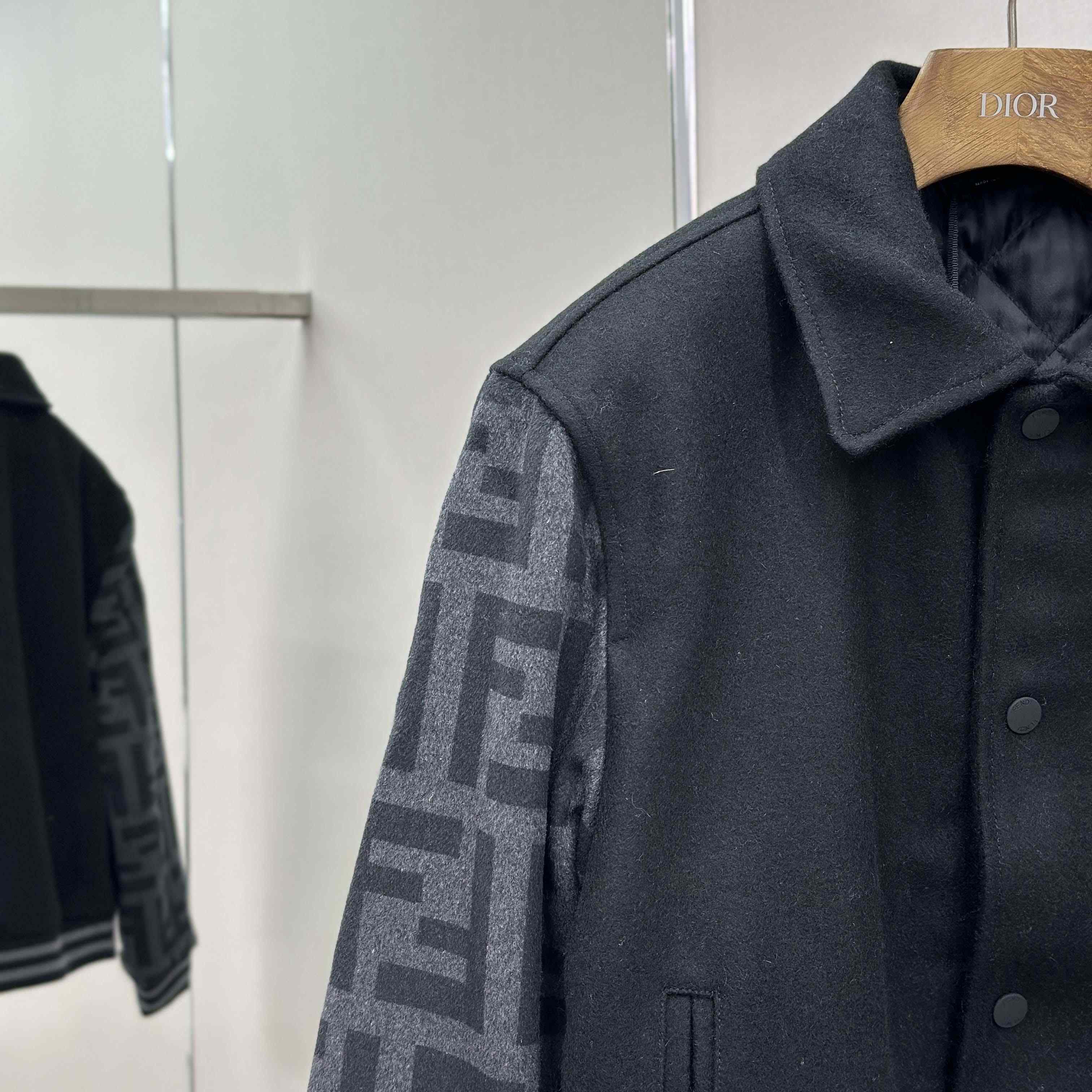 Fendi Black Wool Bomber Jacket - DesignerGu