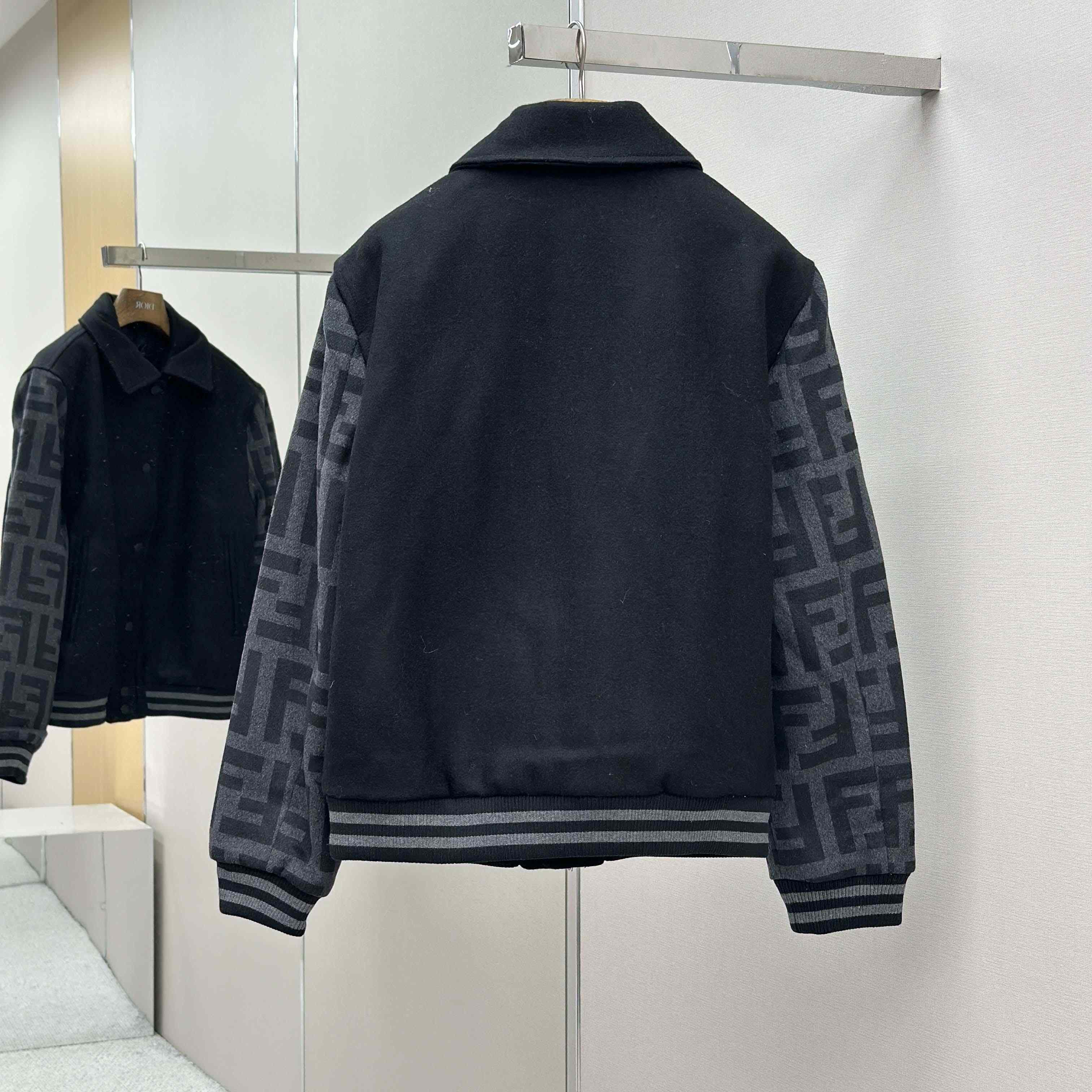 Fendi Black Wool Bomber Jacket - DesignerGu