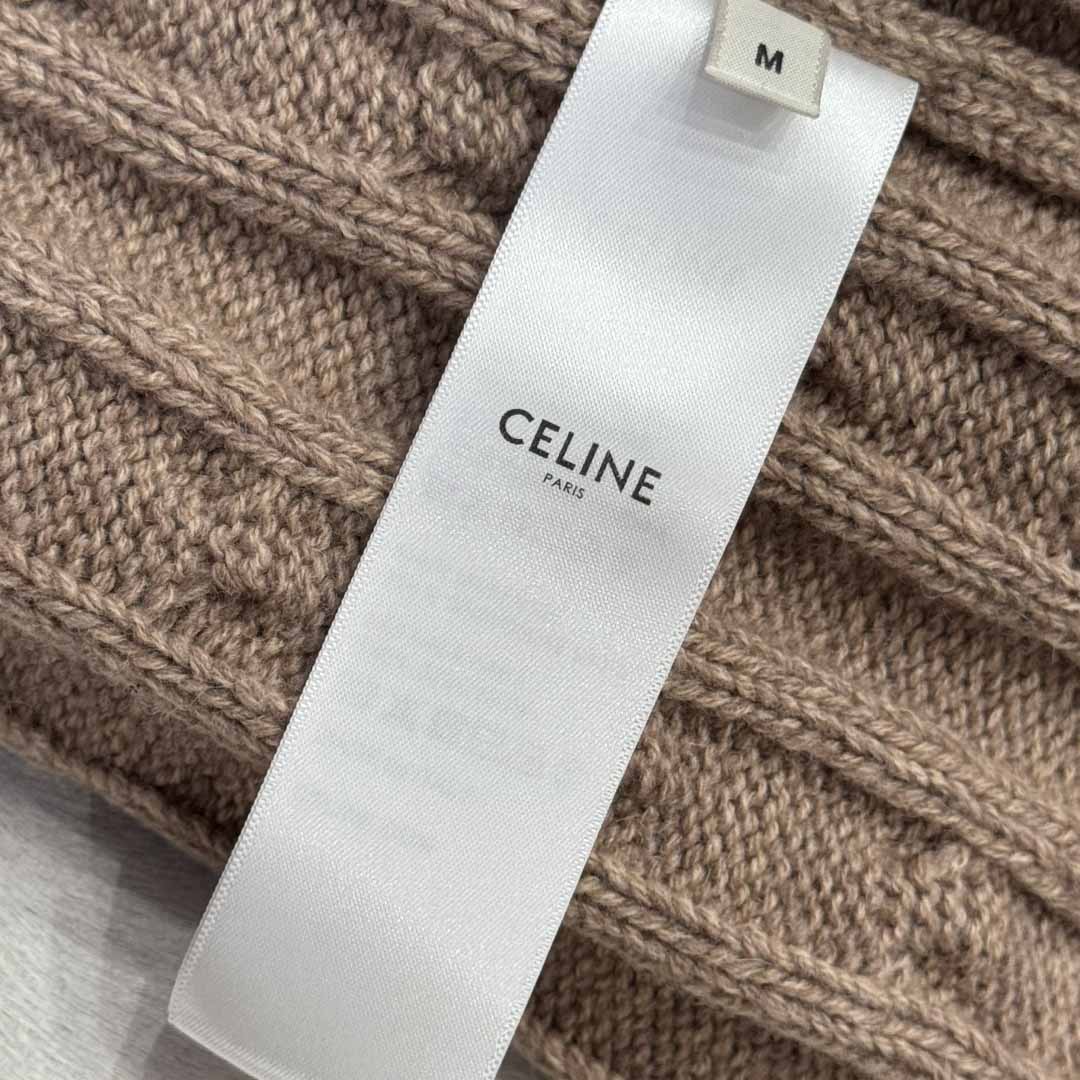 Celine Triomphe Cardigan In Cable-Knit Cashmere - DesignerGu