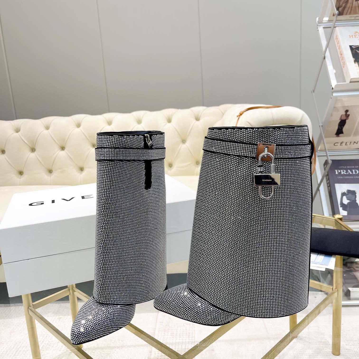 Givenchy Shark Lock Leather Knee-high Boots - DesignerGu