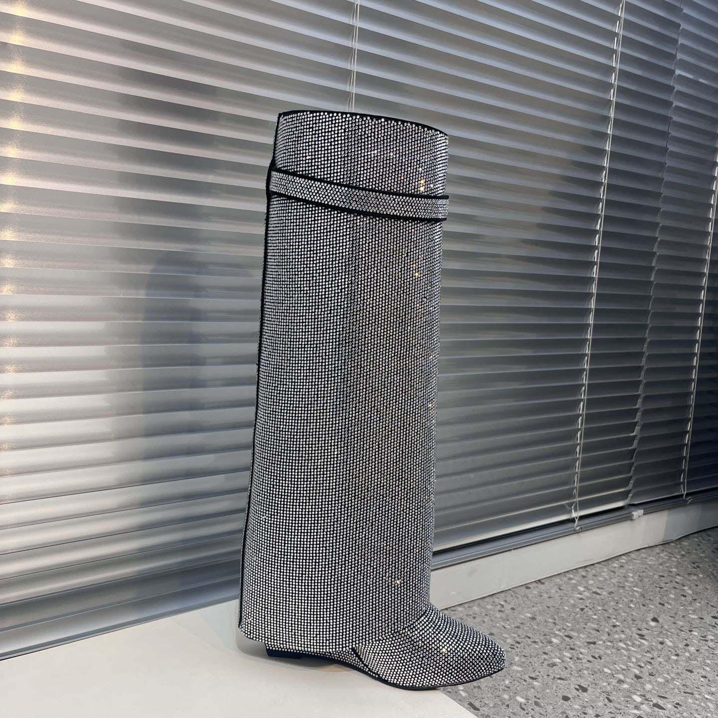 Givenchy Shark Lock Leather Knee-high Boots - DesignerGu