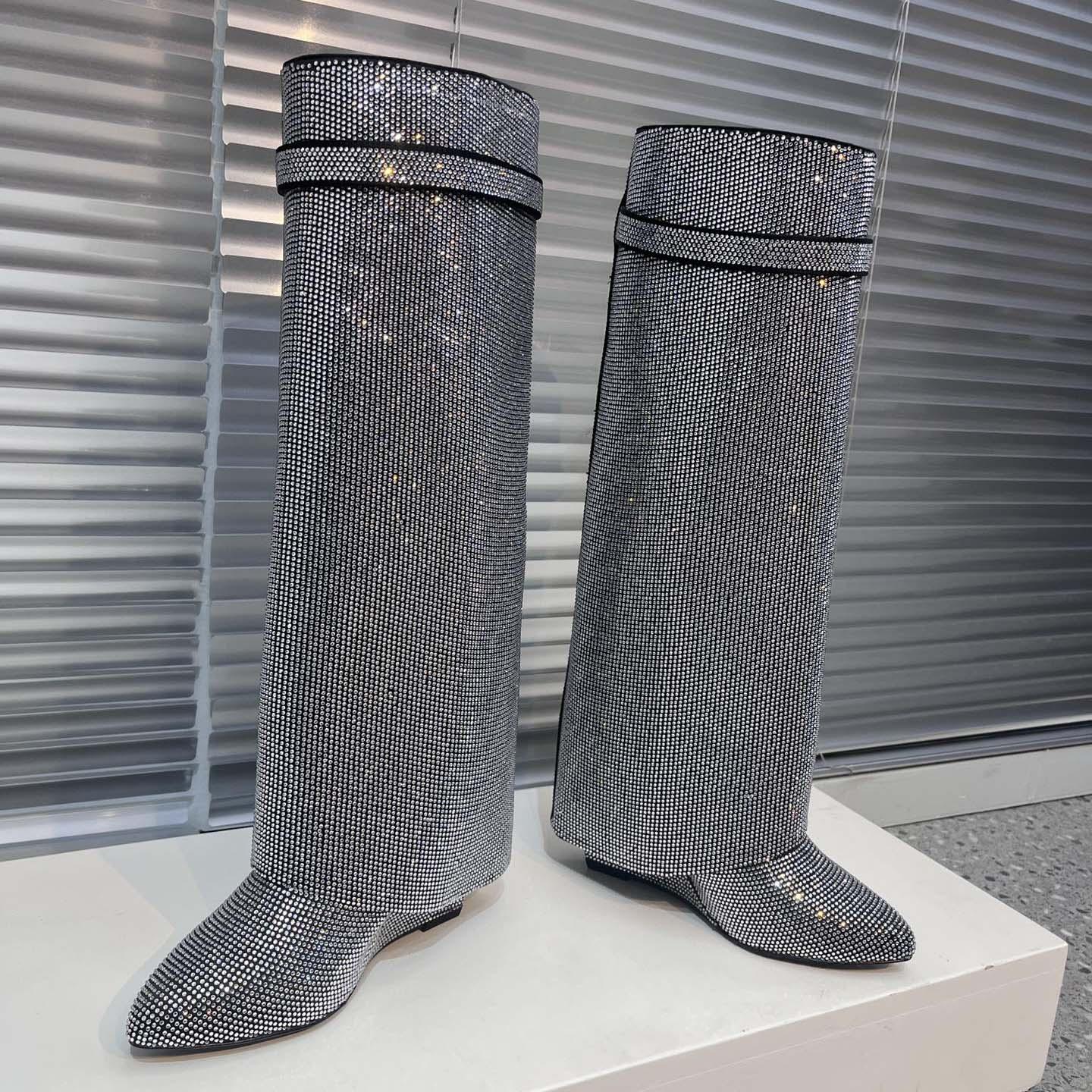 Givenchy Shark Lock Leather Knee-high Boots - DesignerGu