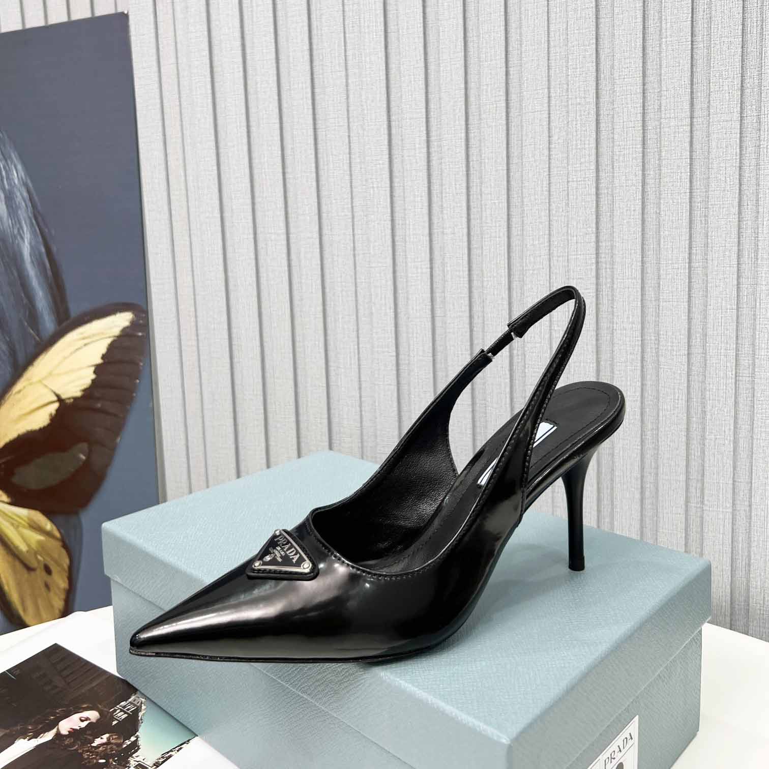Prada Brushed Leather Slingback Pumps - DesignerGu