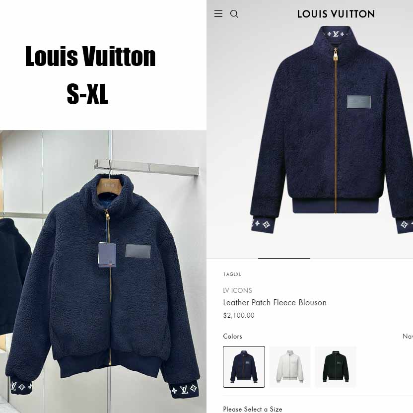 Louis Vuitton Leather Patch Fleece Blouson   1AGLXL - DesignerGu