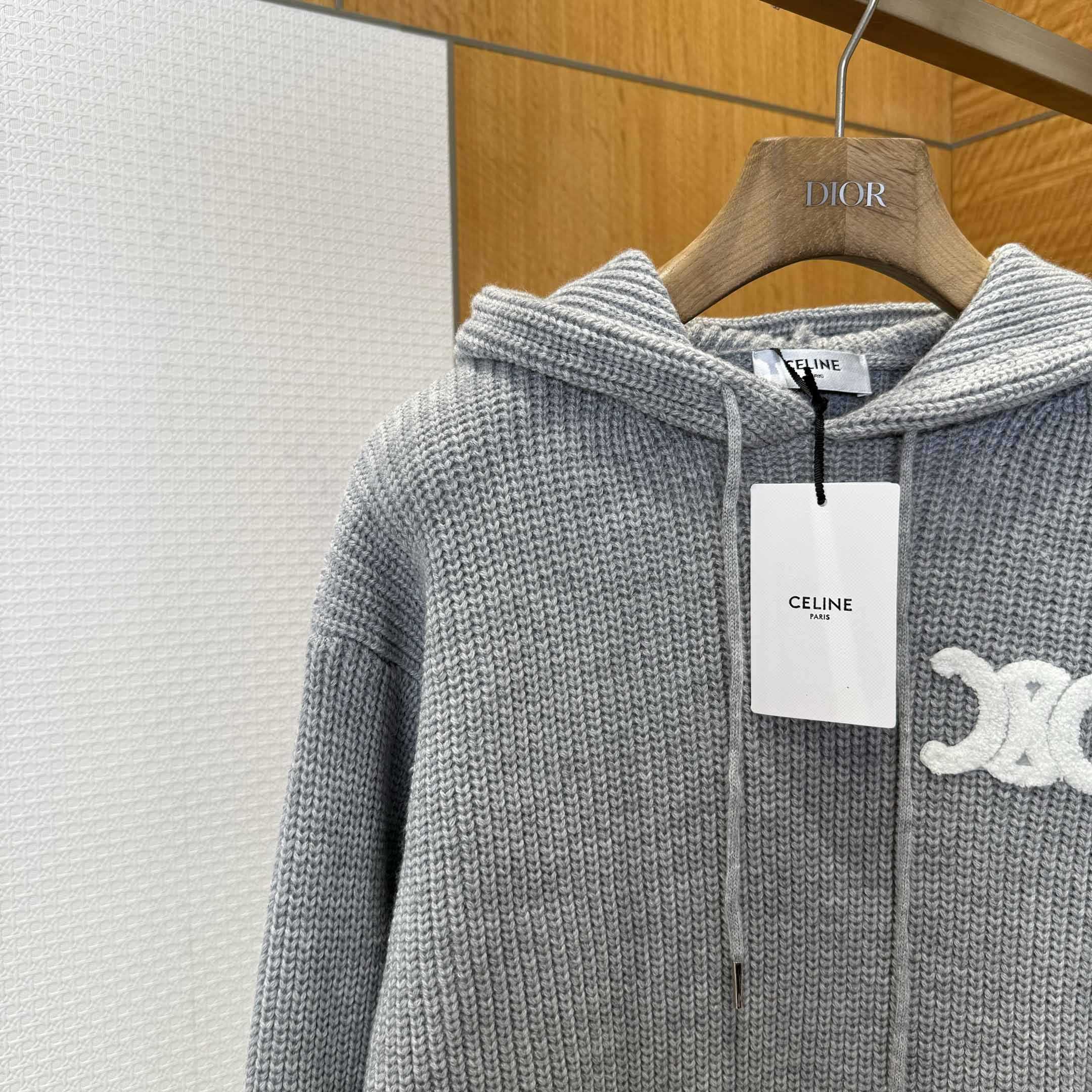 Celine Hooded Sweater In Ribbed Wool - DesignerGu