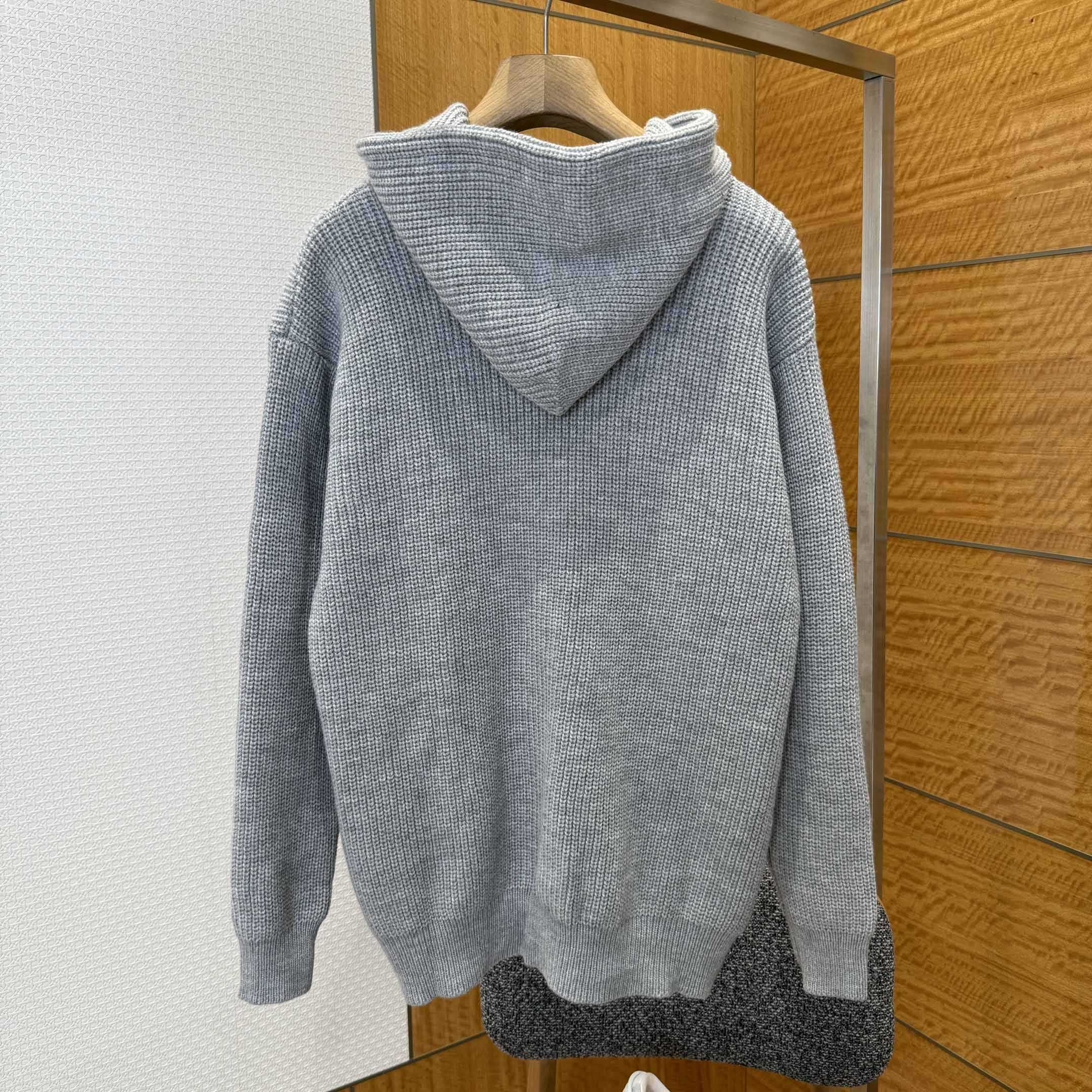 Celine Hooded Sweater In Ribbed Wool - DesignerGu