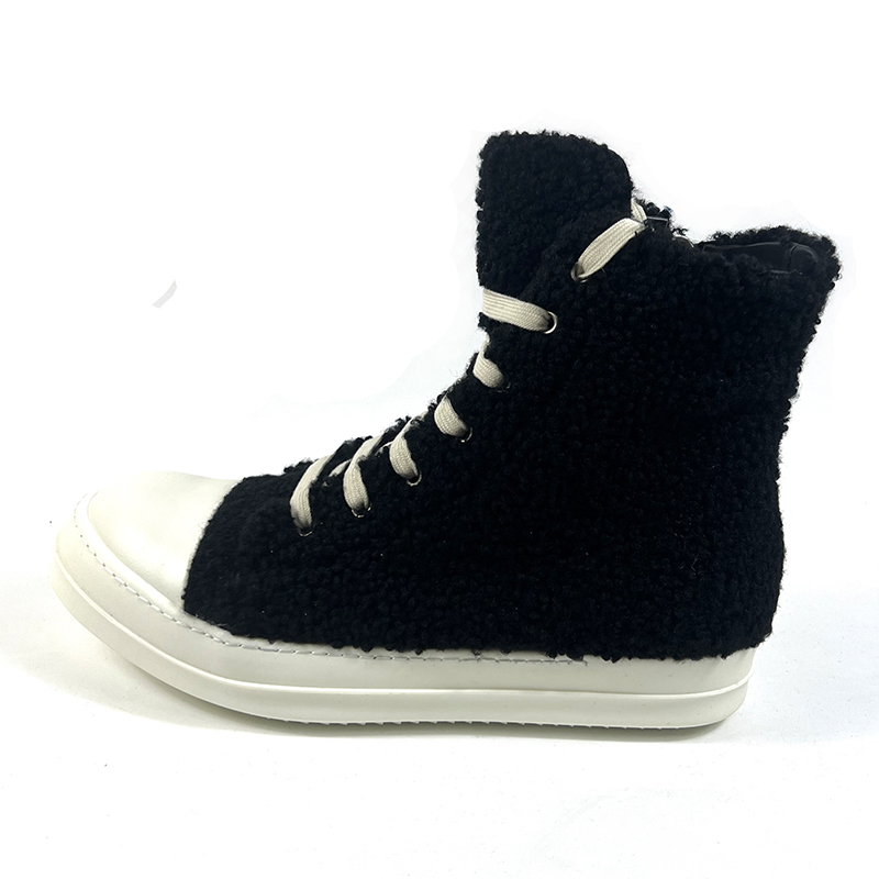 Rick Owens Fur High Top Sneakers - DesignerGu