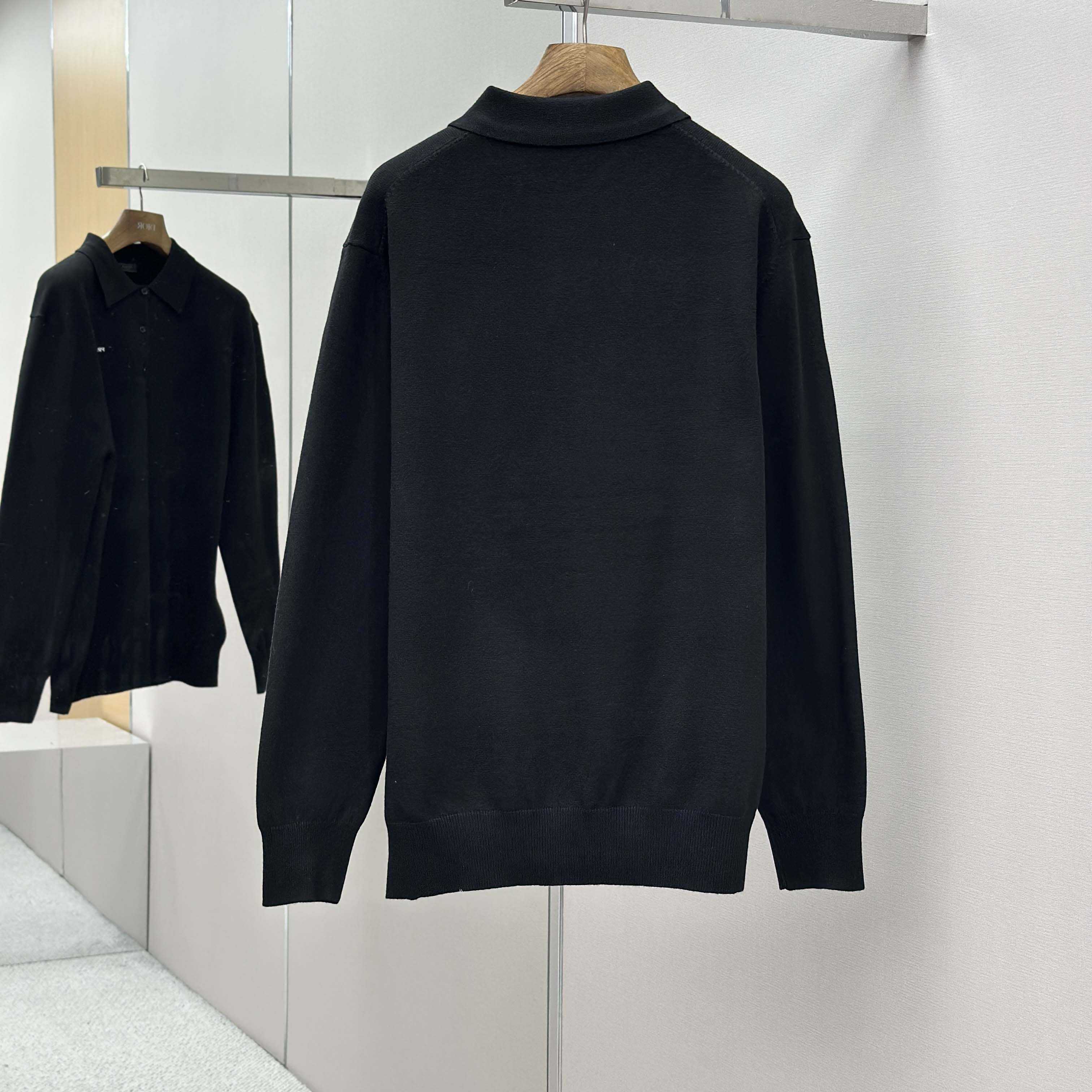 Prada Long-sleeved Superfine Wool Polo Sweater - DesignerGu