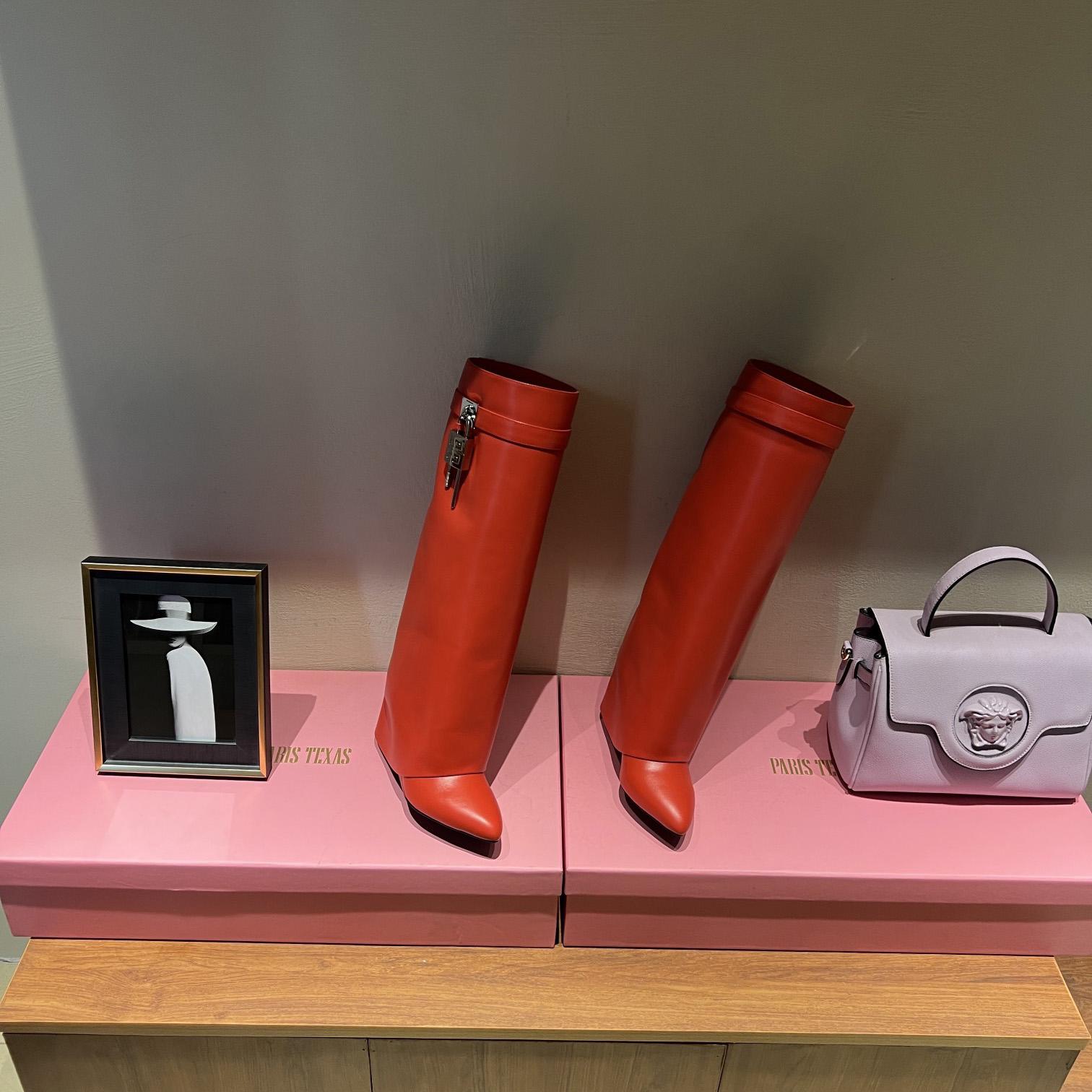 Givenchy Shark Lock Leather Knee-high Boots - DesignerGu