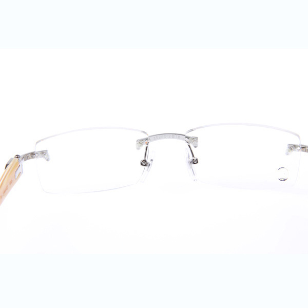 Cartier CT_3524012 White Buffalo Eyeglasses In Silver - DesignerGu
