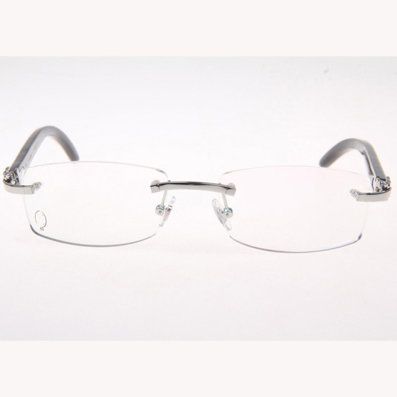 Cartier CT_3524012 White Mix Black Buffalo Eyeglasses In Silver - DesignerGu