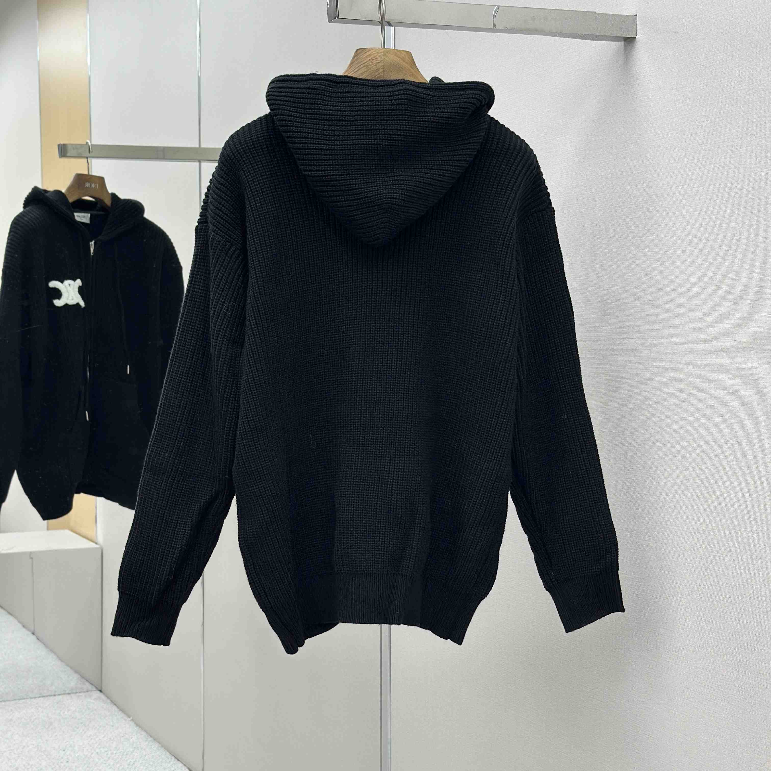 Celine Hooded Cardigan In Ribbed Wool - DesignerGu