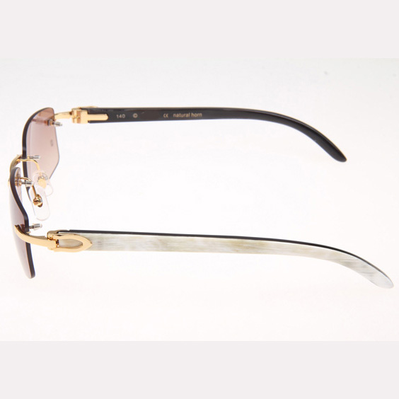 Cartier CT_3524012 White Mix Black Buffalo Sunglasses In Gold Brown - DesignerGu