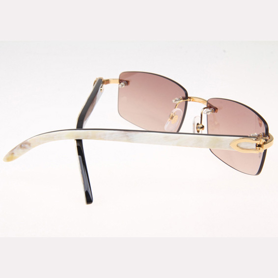 Cartier CT_3524012 White Mix Black Buffalo Sunglasses In Gold Brown - DesignerGu