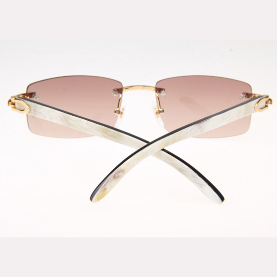 Cartier CT_3524012 White Mix Black Buffalo Sunglasses In Gold Brown - DesignerGu