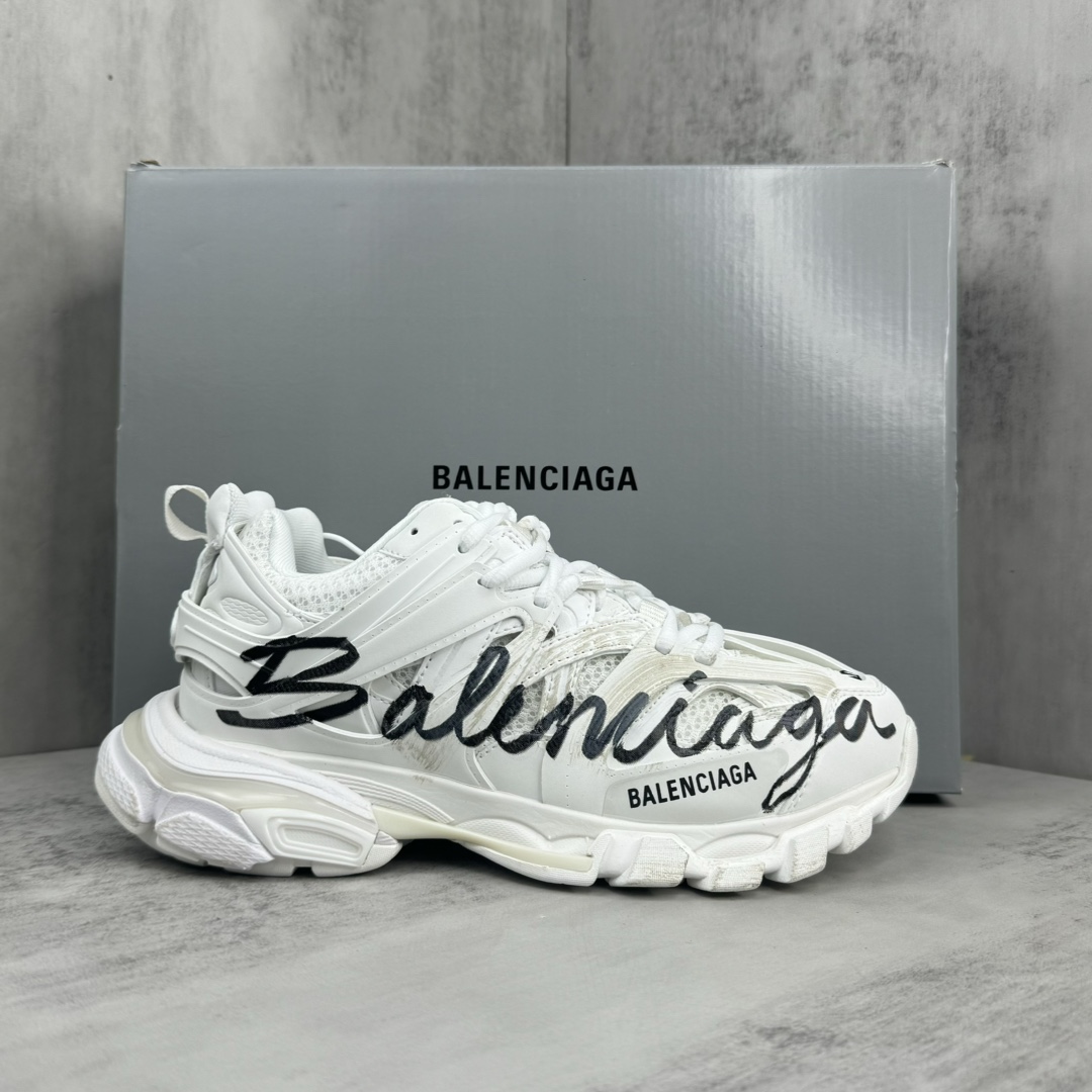 Balenciaga Track Signature Sneaker In White - DesignerGu
