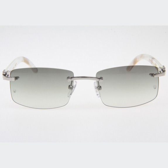 Cartier CT_3524012 White Buffalo Sunglasses In Silver Grey - DesignerGu