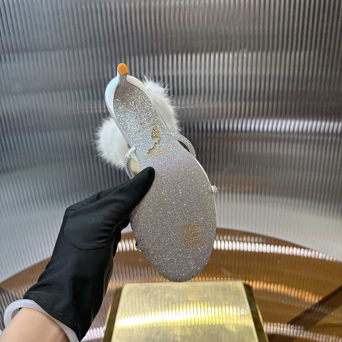 Rene Caovilla Lapin Fur-embellished 95mm Sandal   - DesignerGu