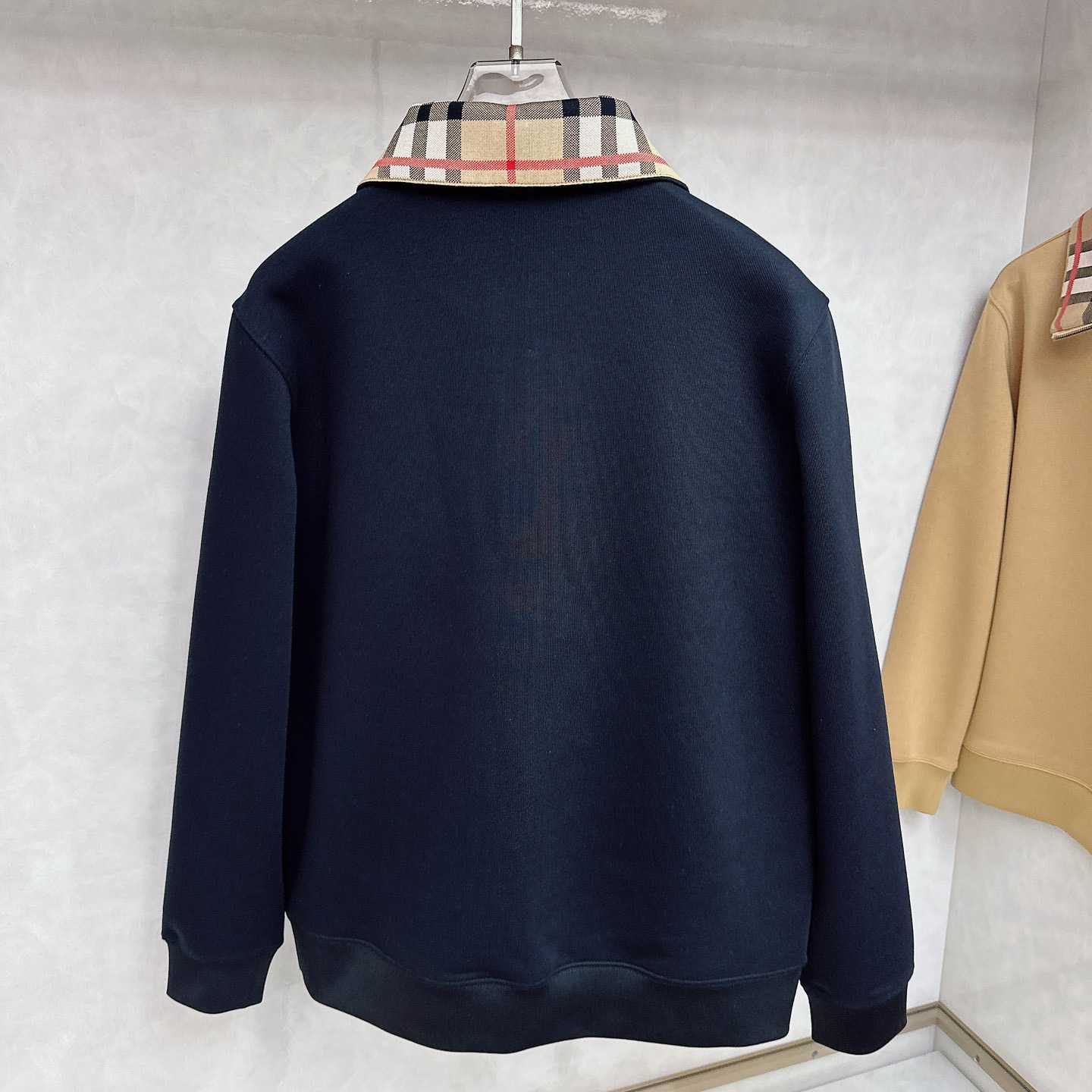 Burberry Check Collar Cotton Half-zip Sweatshirt - DesignerGu