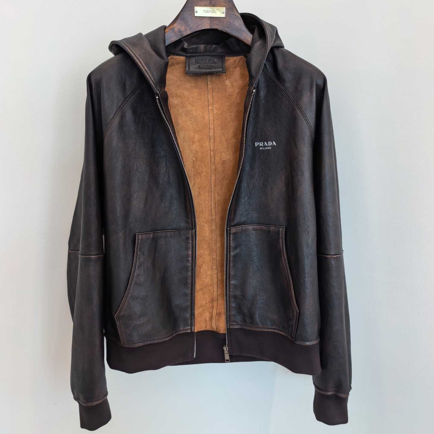 Prada Nappa Leather Hoodie Jacket - DesignerGu