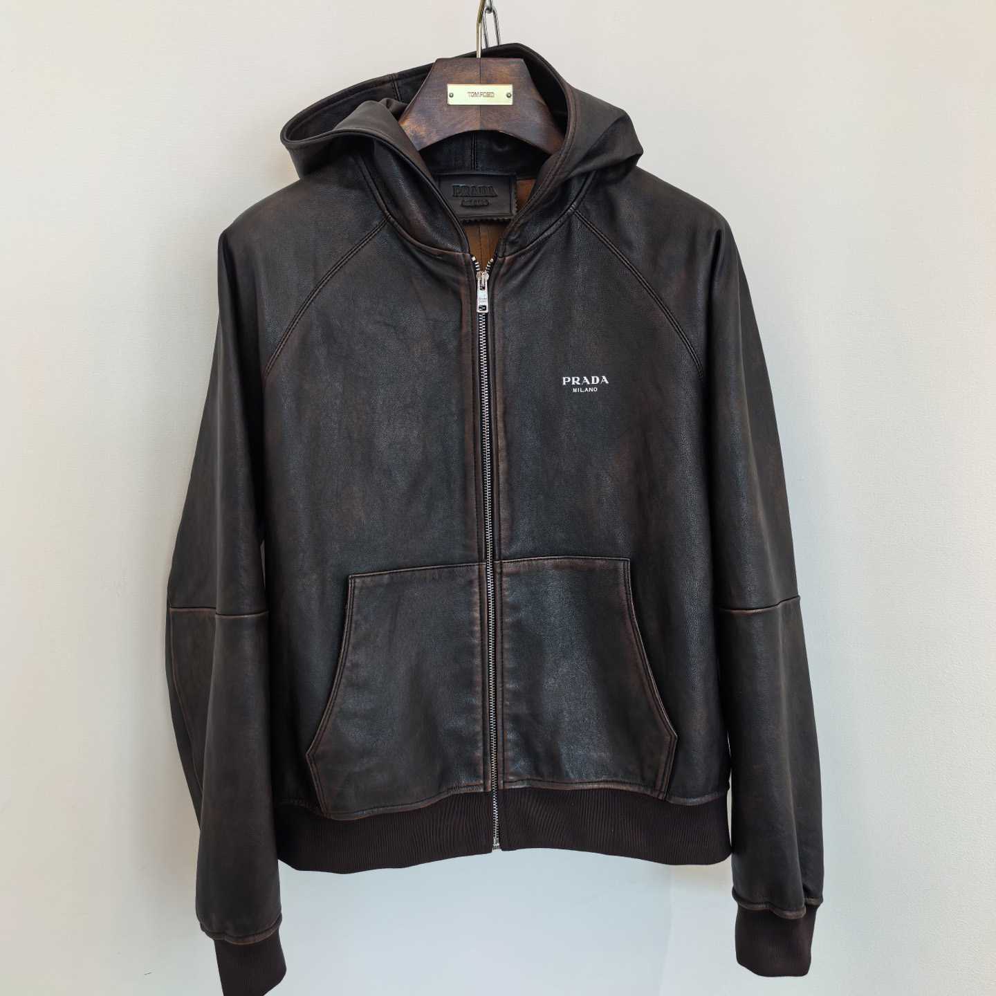 Prada Nappa Leather Hoodie Jacket - DesignerGu