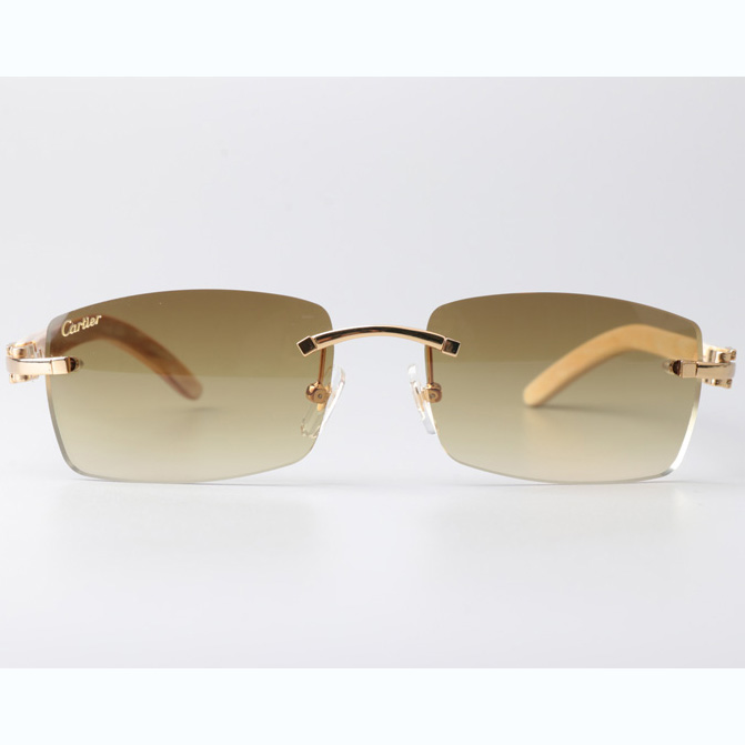 Cartier CT_3524012 White Buffalo Sunglasses In Gold Brown - DesignerGu