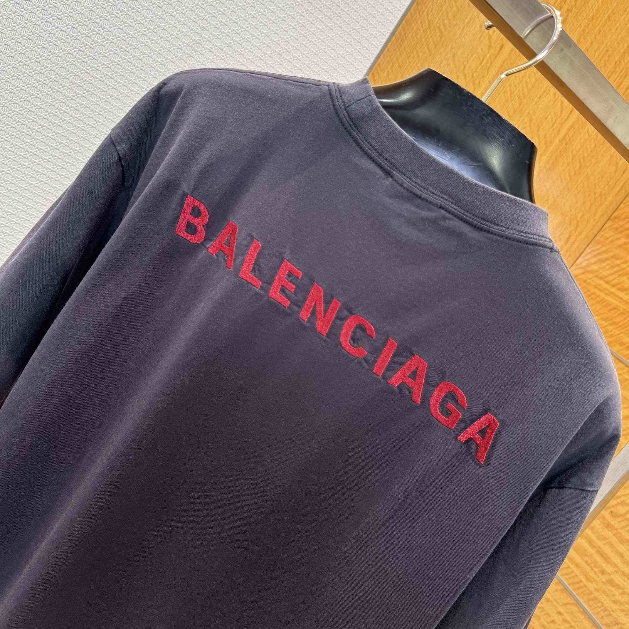 Balenciaga Back T-Shirt Medium Fit in Faded Black /Red - DesignerGu
