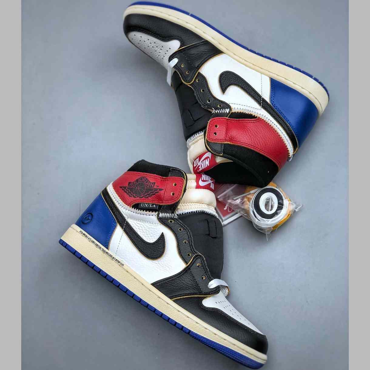 Union LA x Fragment Design x Air Jordan 1 High OG “Black White Blue” IO7847-002 - DesignerGu