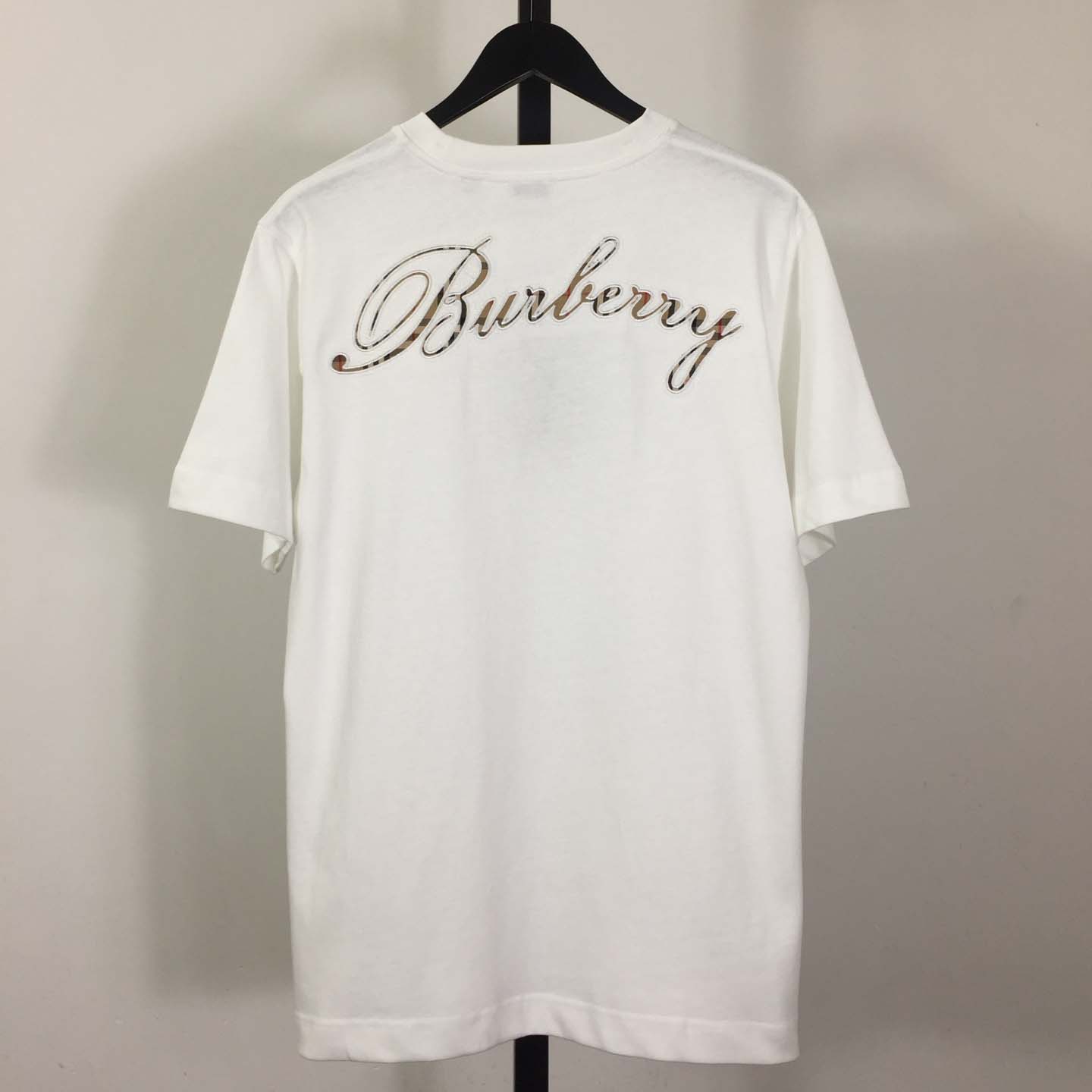 Burberry Check Cursive Logo Cotton T-shirt - DesignerGu