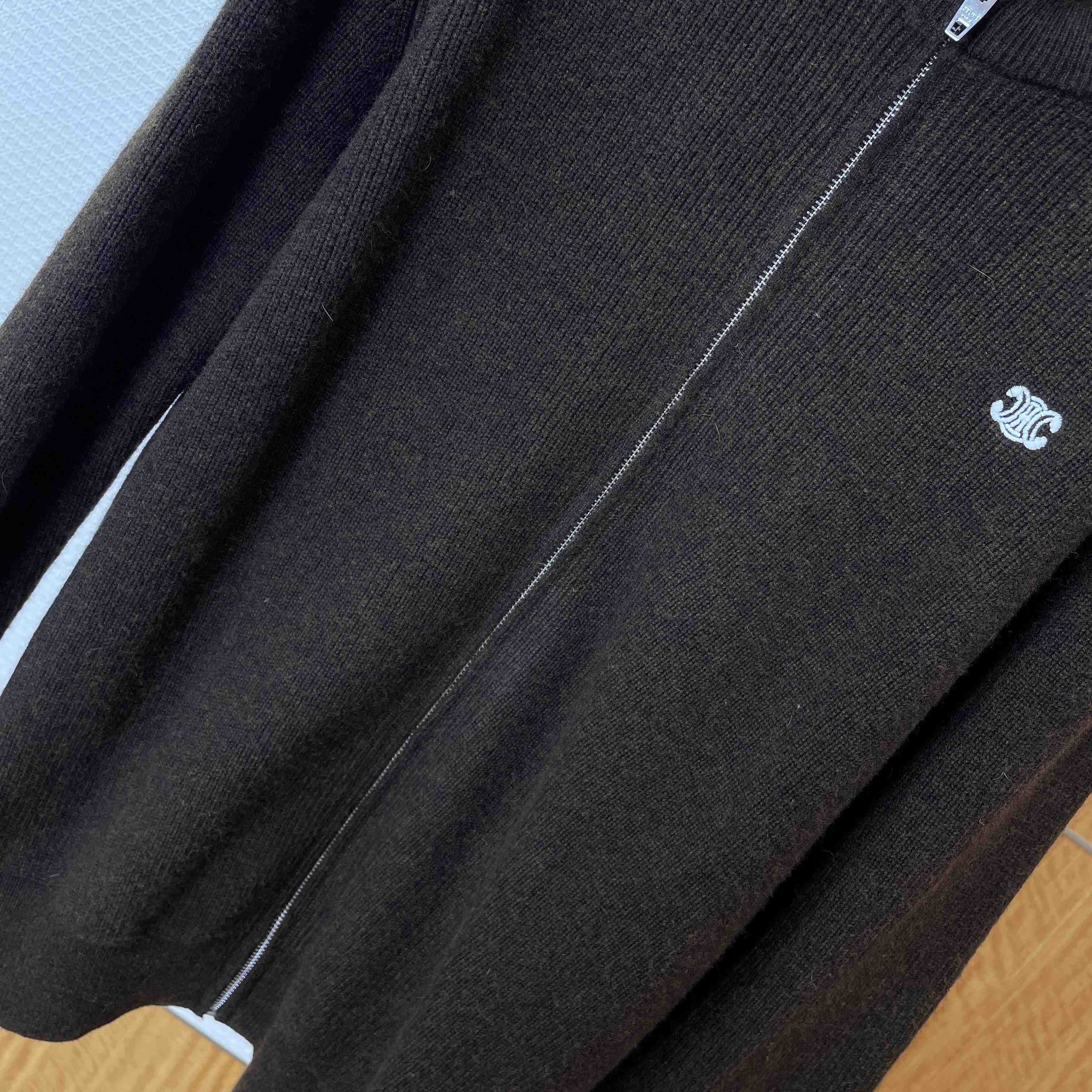 Celine Triomphe Trucker Sweater In Ribbed Wool - DesignerGu