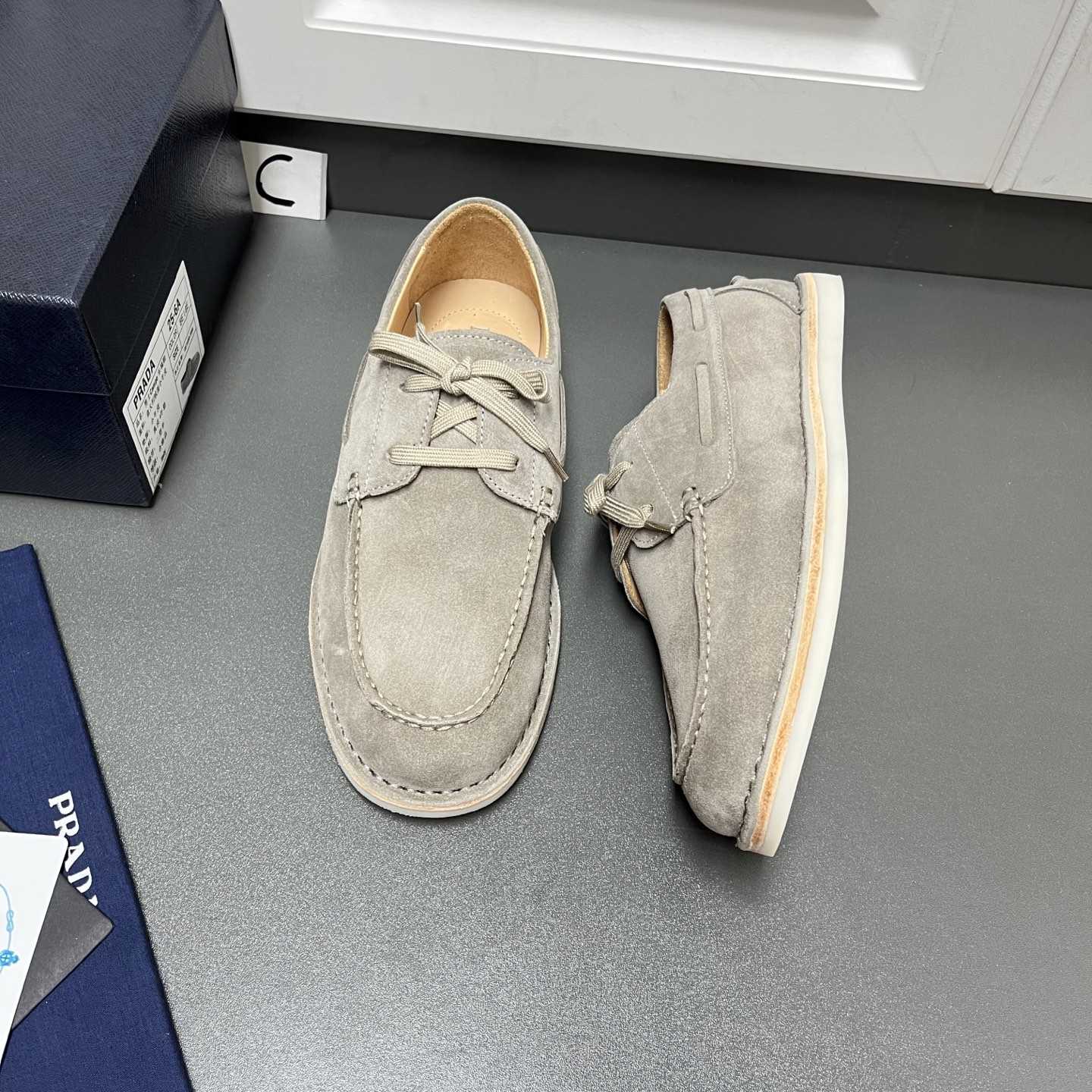 Prada Bleached Suede Loafers - DesignerGu