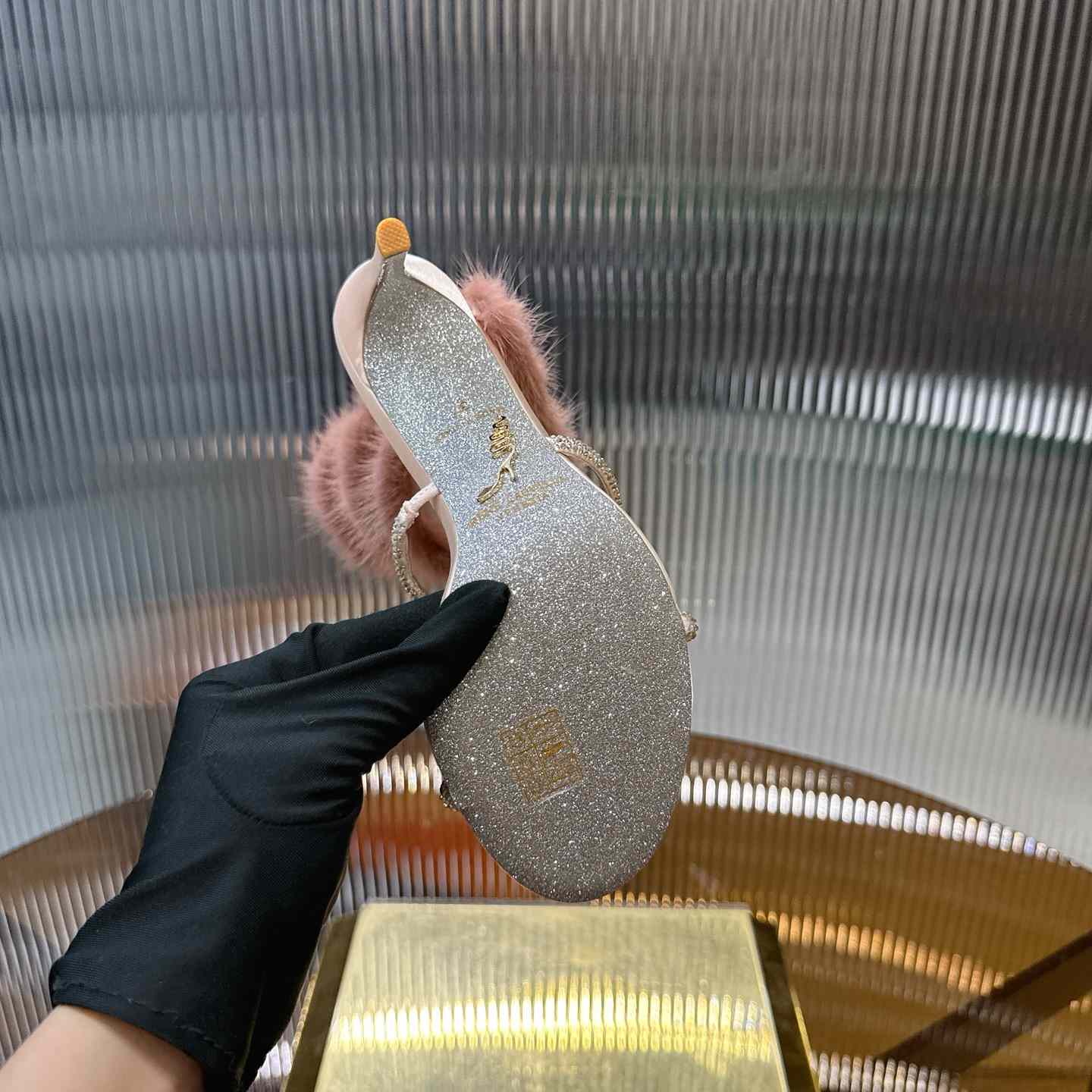 Rene Caovilla Lapin Fur-embellished 95mm Sandal   - DesignerGu