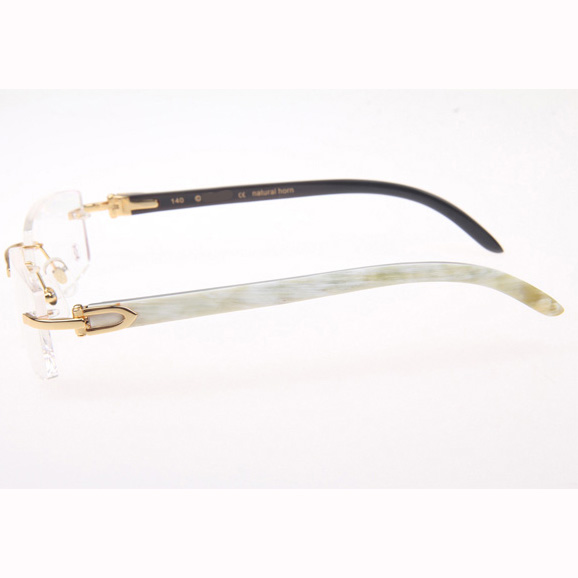 Cartier CT_3524012 White Mix Black Buffalo Eyeglasses In Gold - DesignerGu