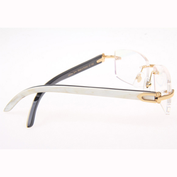 Cartier CT_3524012 White Mix Black Buffalo Eyeglasses In Gold - DesignerGu