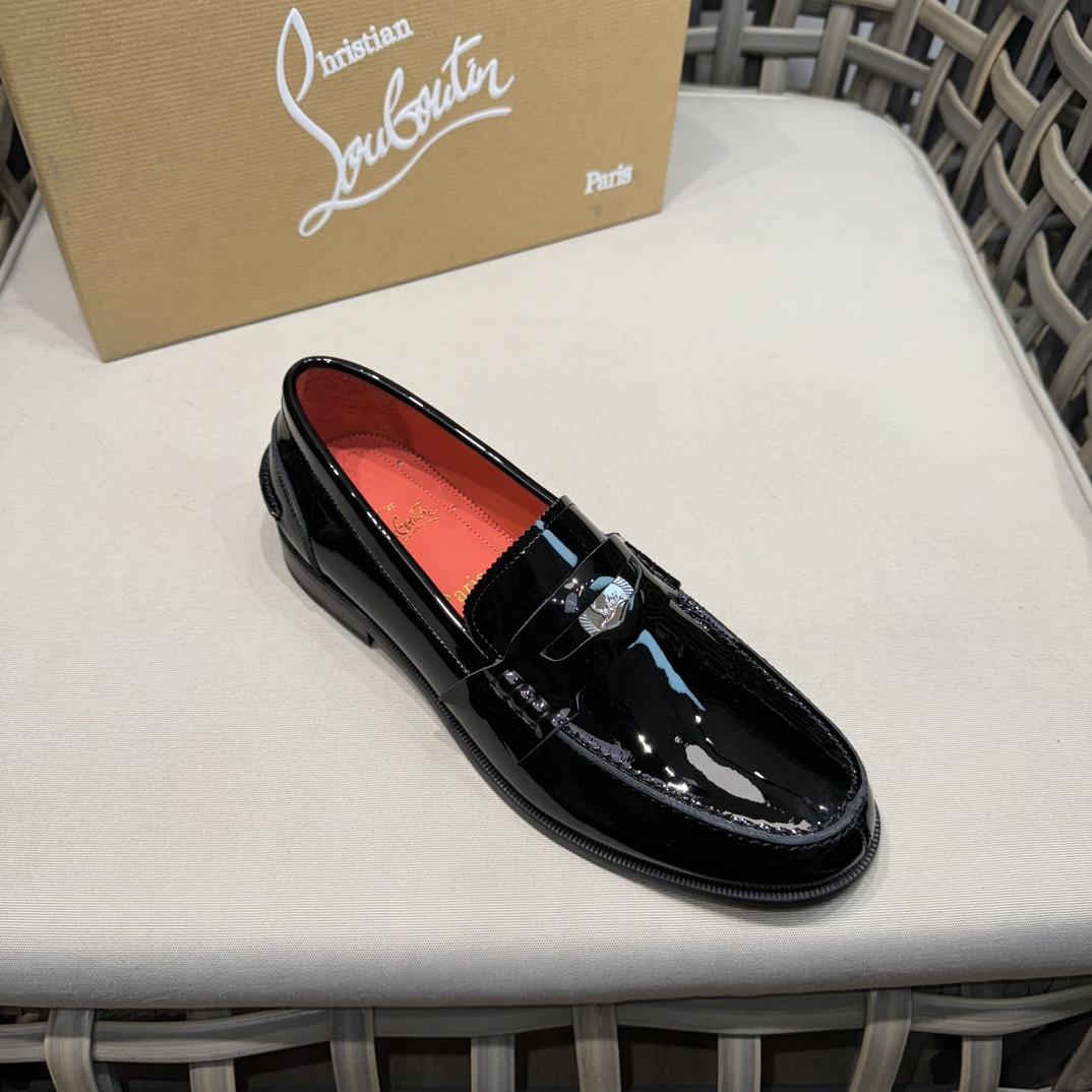 Christian Louboutin Penny Loafers - Patent calf leather - Black - DesignerGu
