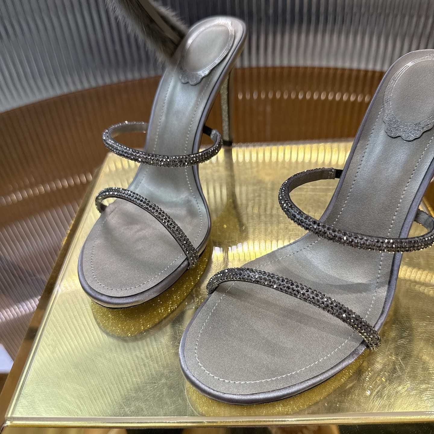 Rene Caovilla Lapin Fur-embellished 95mm Sandal   - DesignerGu