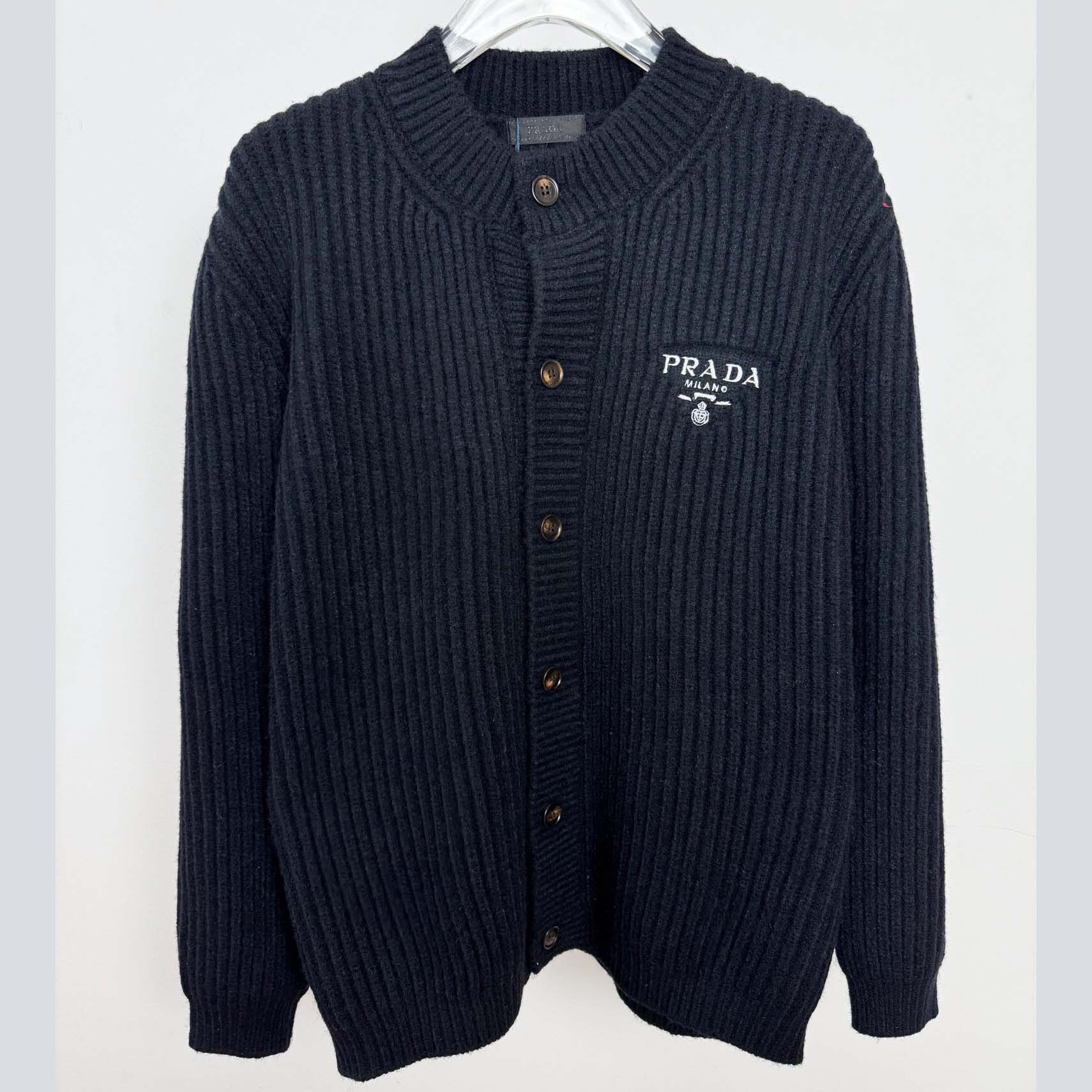 Prada Cashgora Ribbed-Knit Cardigan - DesignerGu