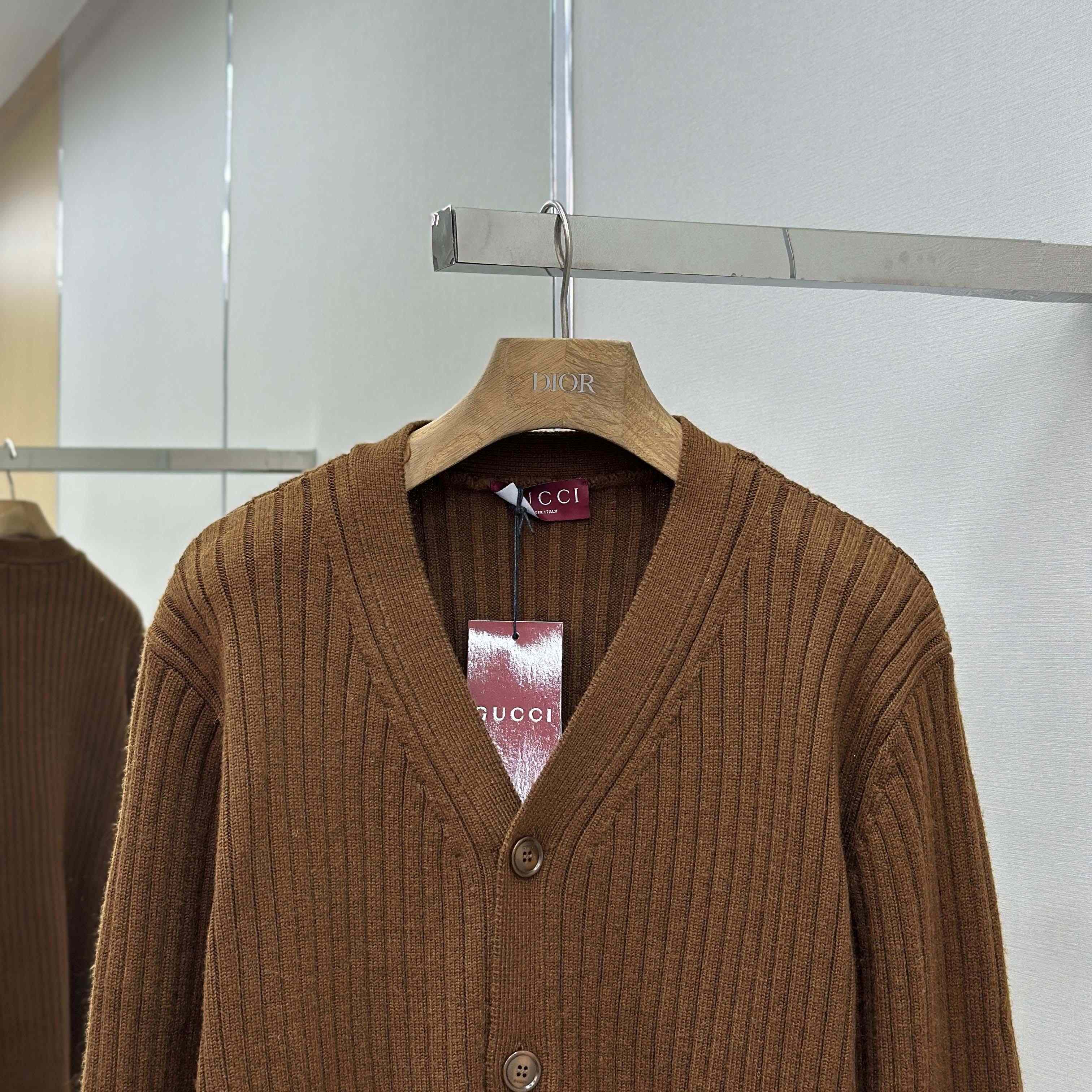 Gucci Rib Wool Cashmere Knit Cardigan - DesignerGu