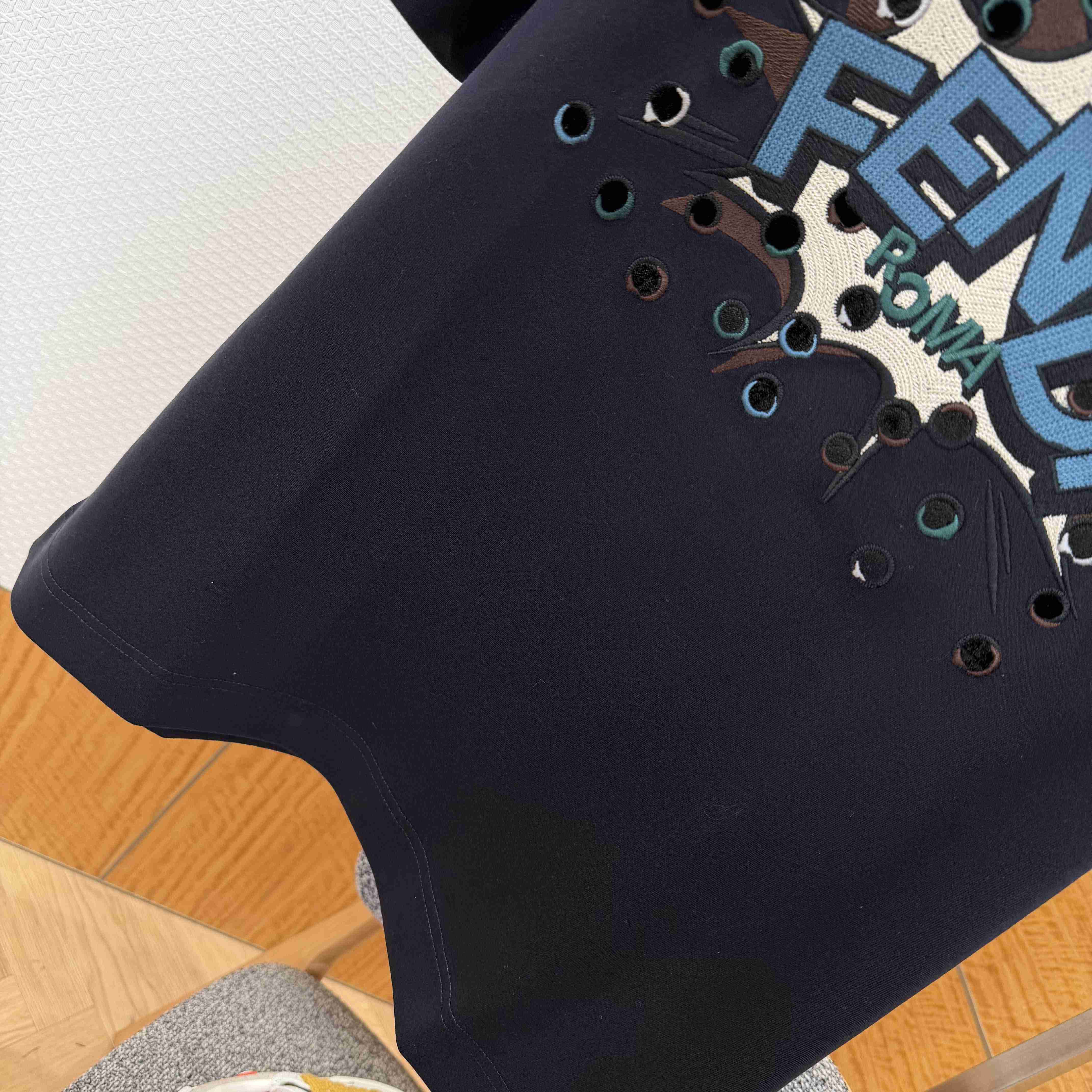 Fendi Dark Blue Cotton T-shirt - DesignerGu