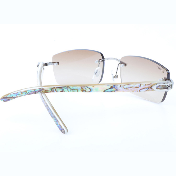 Cartier CT_3524012 Shell Mix White Buffalo Sunglasses In Silver Brown - DesignerGu