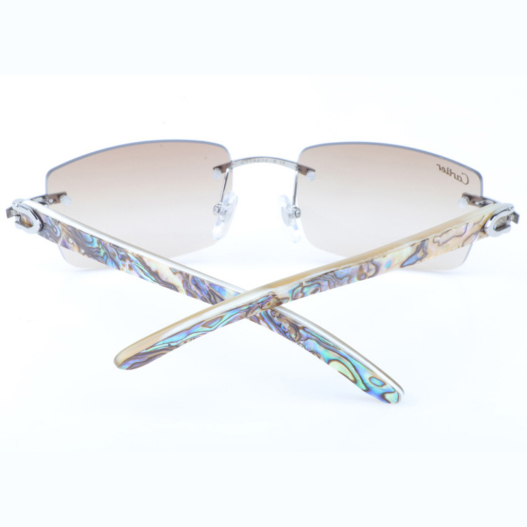 Cartier CT_3524012 Shell Mix White Buffalo Sunglasses In Silver Brown - DesignerGu