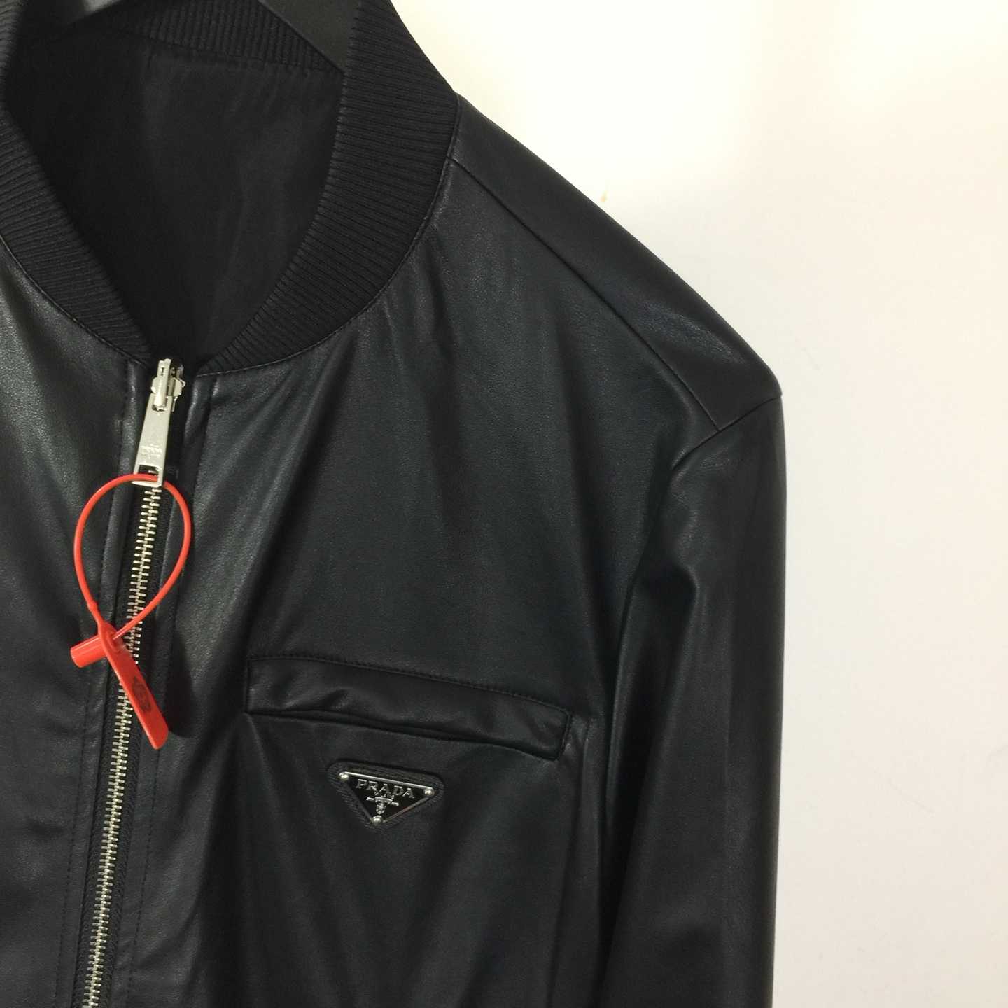 Prada Leather Bomber Jacket - DesignerGu
